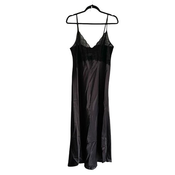Jai’s INTIMATE Vintage Black Sleeveless Nightdress Nightgown With Lace Black L - Picture 1 of 5